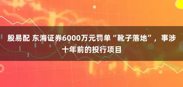 股易配 东海证券6000万元罚单“靴子落地”，事涉十年前的投行项目